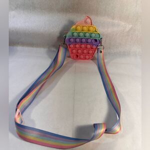 Ice Cream Fidget Popper Purse with pastel rainbow strap - adjustable